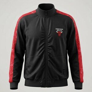 Chicago Bulls NBA Zip Up Jacket Mens Basketball Zipway Apparel Size Large READ